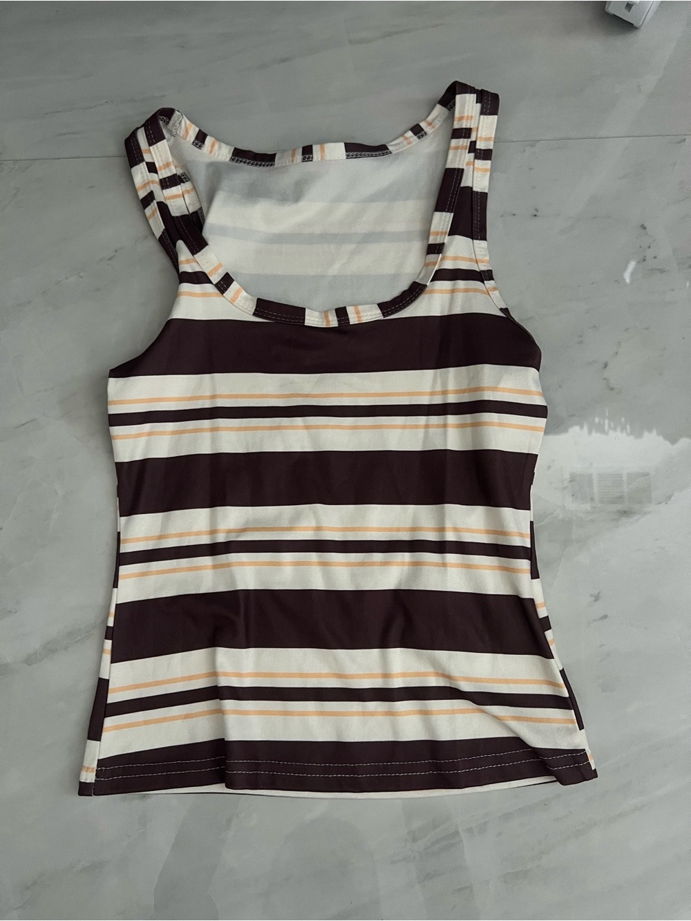 Dazy brown + white striped tank top